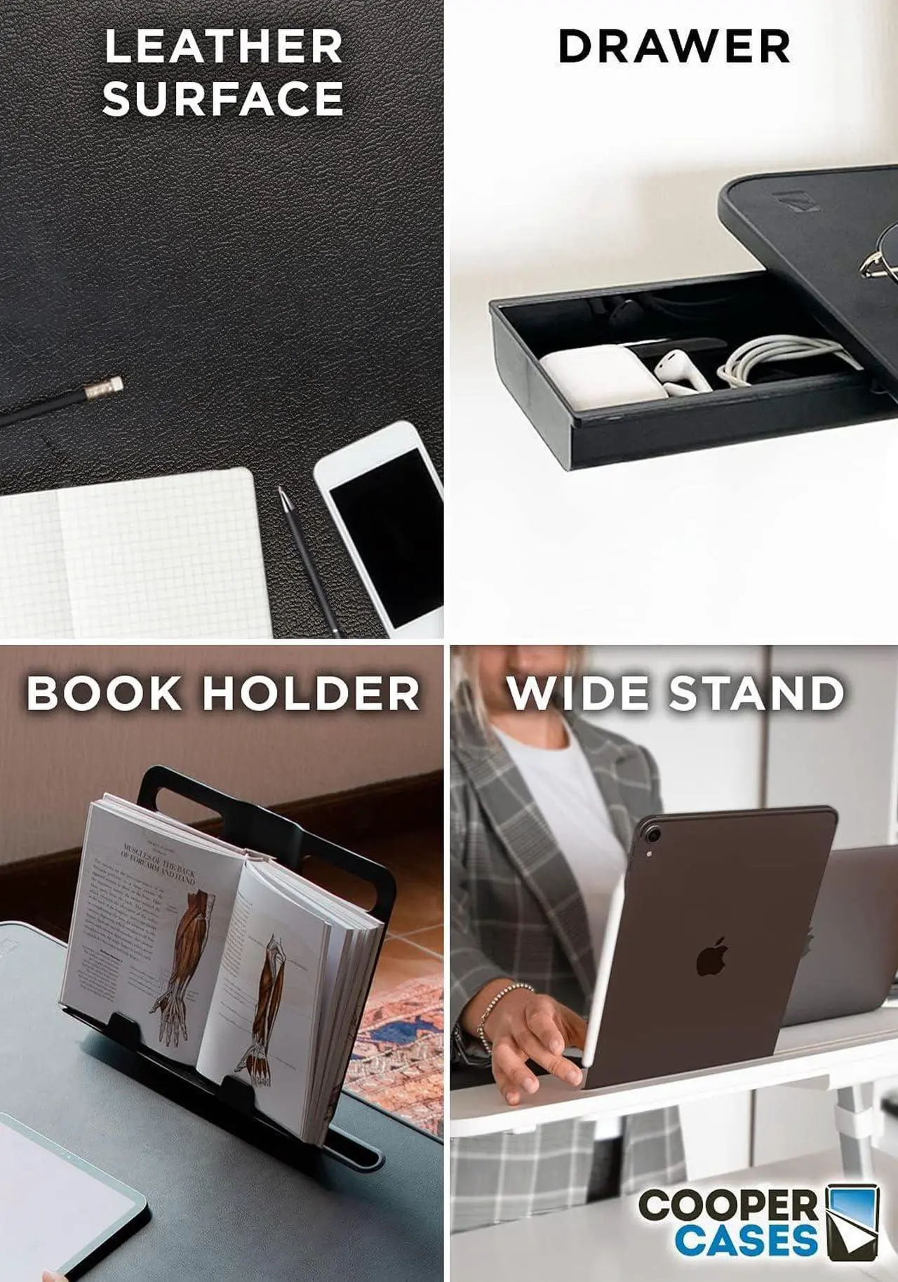 Alt view image 4 of 7 - Cooper Desk PRO Adjustable Laptop Table, Bed Desk for Laptop, Desk for Bed, Lap Desk for Laptop, Adjustable Lap Desk for Bed, Portable Desk, Laptop Stand for Bed Floor Desk