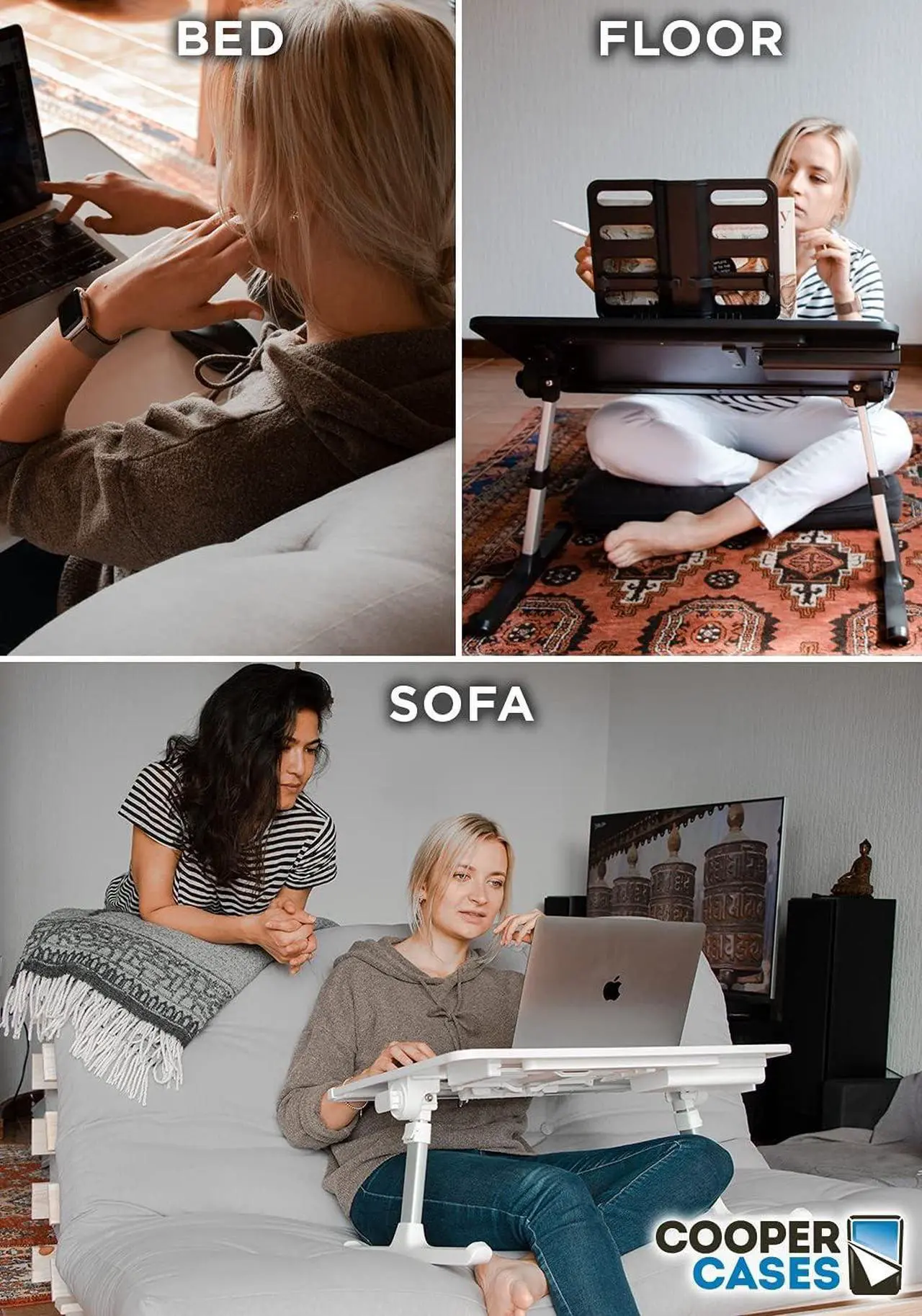 Alt view image 5 of 7 - Cooper Desk PRO Adjustable Laptop Table, Bed Desk for Laptop, Desk for Bed, Lap Desk for Laptop, Adjustable Lap Desk for Bed, Portable Desk, Laptop Stand for Bed Floor Desk