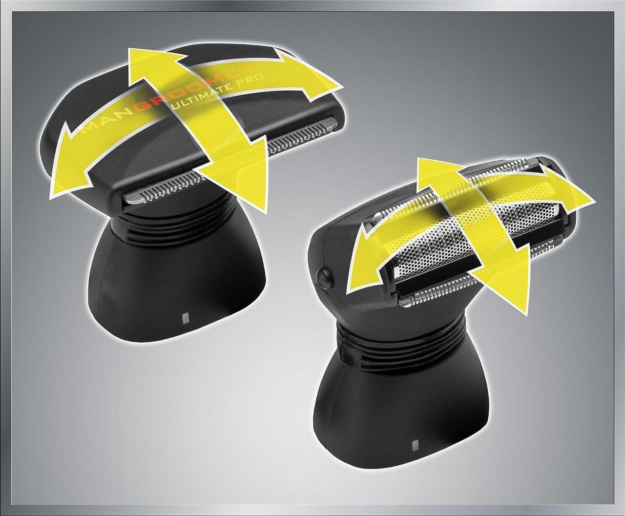 Alt view image 2 of 5 - MANGROOMER - ULTIMATE PRO Back Shaver with 2 Shock Absorber Flex Heads, Power Hinge, Extreme Reach Handle and Power Burst
