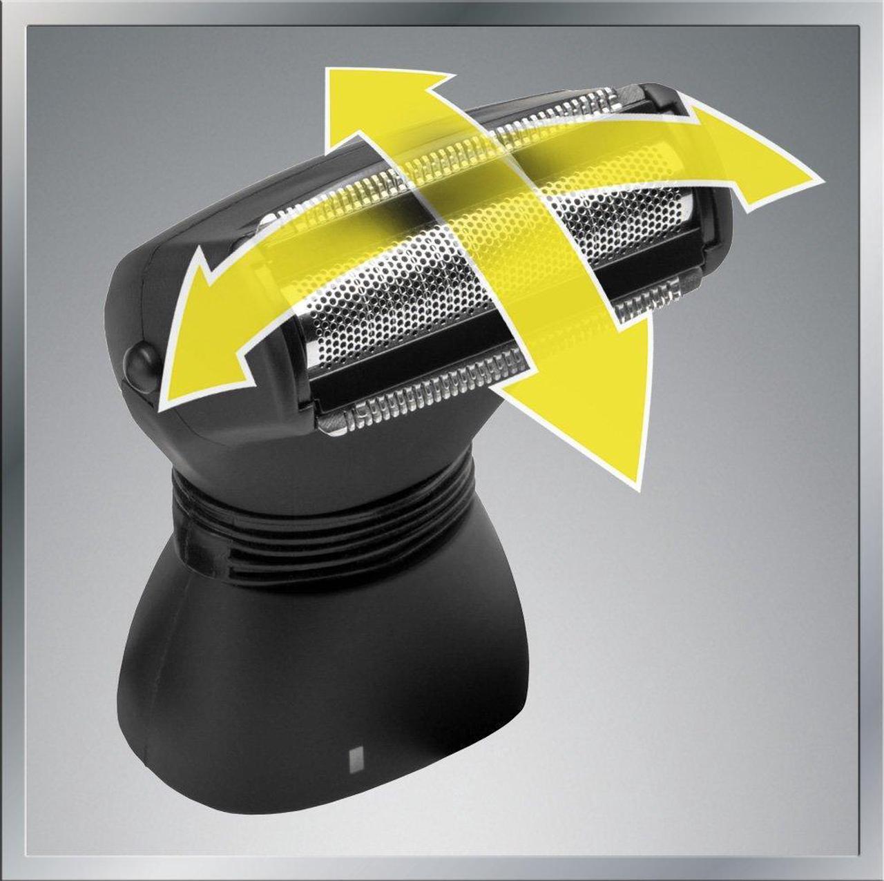 Alt view image 3 of 5 - MANGROOMER - ULTIMATE PRO Back Shaver with 2 Shock Absorber Flex Heads, Power Hinge, Extreme Reach Handle and Power Burst