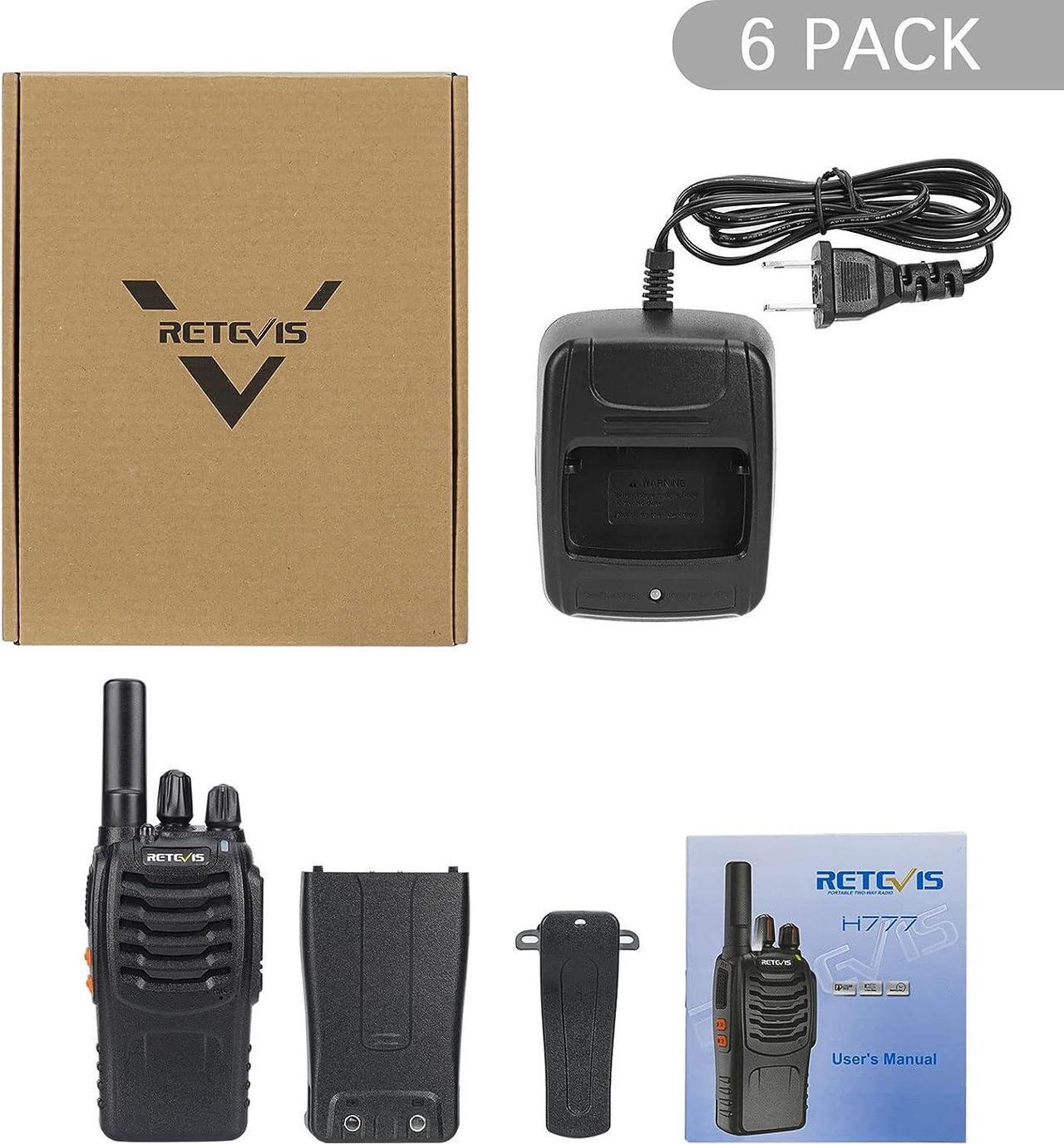 Alt view image 7 of 7 - Retevis H-777 Walkie Talkies for Adults Long Range Hand Free Handheld Rechargeable Two Way Radio Business 2 Way Radios with Charger (6 Pack)