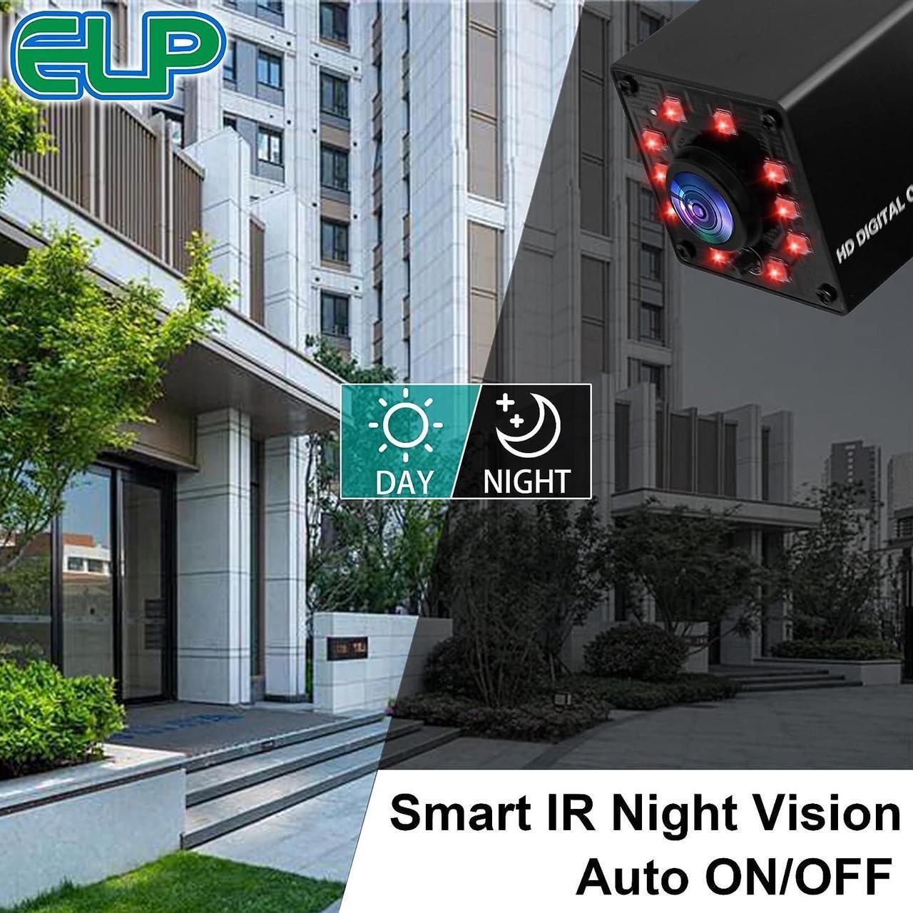 Alt view image 2 of 7 - ELP 1080P Night Vision USB Camera with Wide Angle Fisheye Lens for Computer 2mp Mini IR Infrared Webcam UVC USB2.0 High Speed 100fps Industrial PC Camera Home Surveillance CCTV USB with Camera