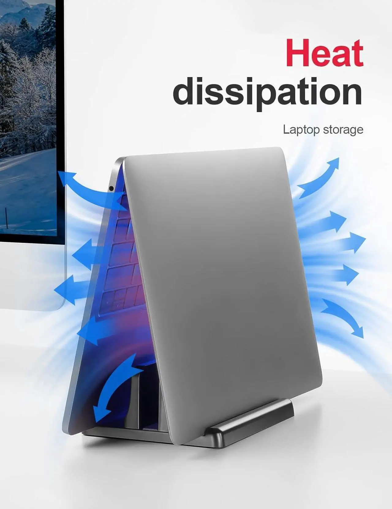 Alt view image 3 of 7 - Vertical Laptop Stand for Desk, Dual Slots Plastic Laptop Holder with Space Saving 4-in-1 Design, Adjustable Laptop Stand Supports MacBook, Chromebook, Surface, Dell (5.98 x 5.51 x 2.17 inch)
