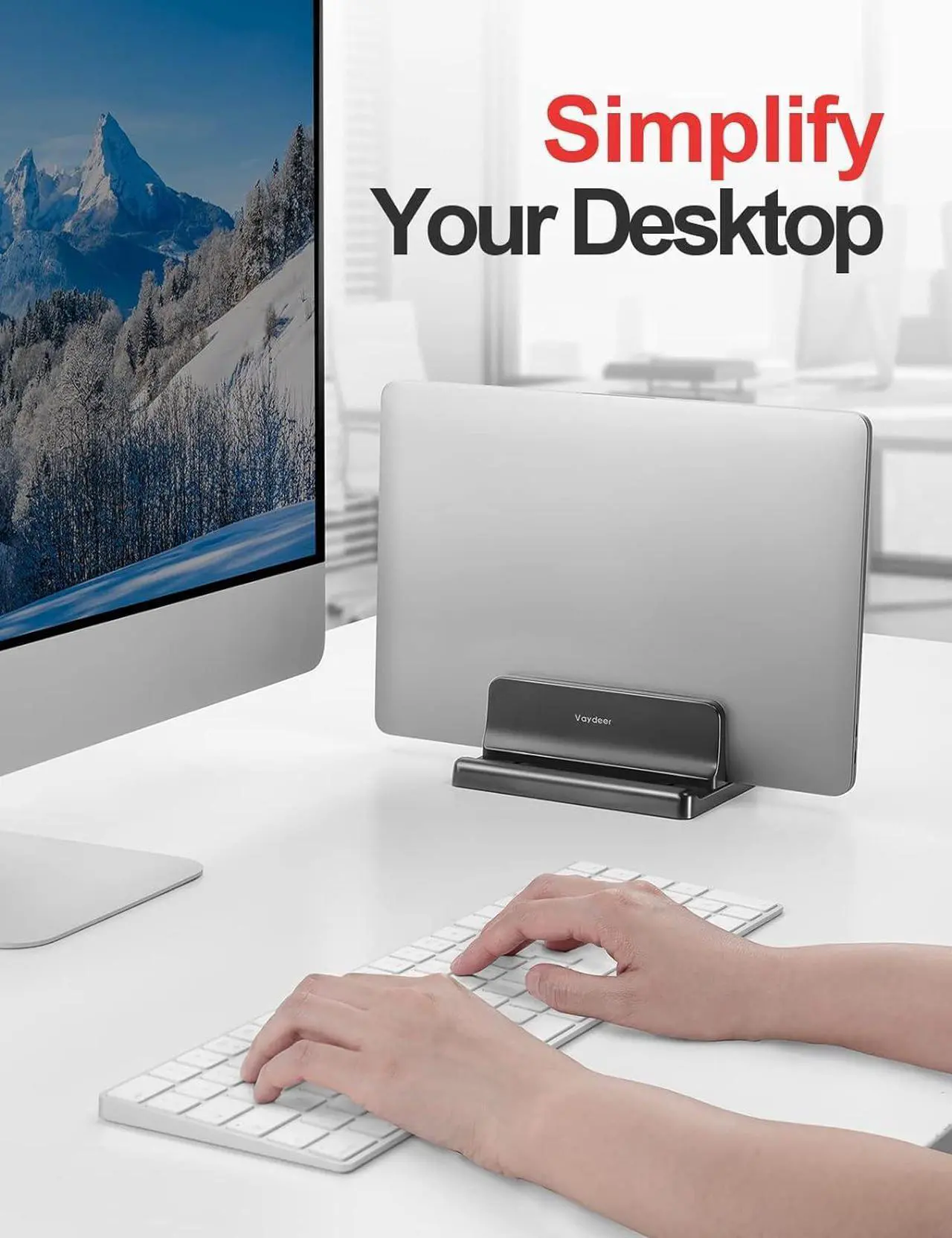 Alt view image 4 of 7 - Vertical Laptop Stand for Desk, Dual Slots Plastic Laptop Holder with Space Saving 4-in-1 Design, Adjustable Laptop Stand Supports MacBook, Chromebook, Surface, Dell (5.98 x 5.51 x 2.17 inch)