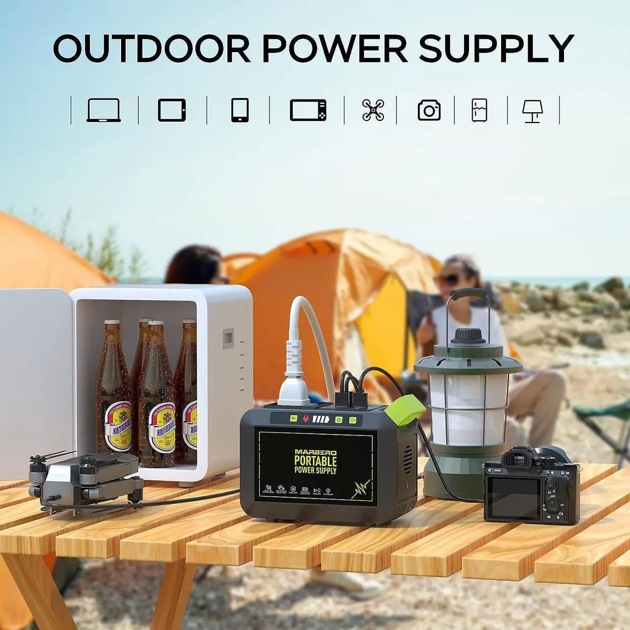 Alt view image 4 of 7 - MARBERO 88Wh Portable Power Station 24000mAh Camping Solar Generator(Solar Panel Not Included) Lithium Battery Power 110V/80W AC, DC, USB QC3.0, LED Flashlight for CPAP Home Camping Emergency Backup