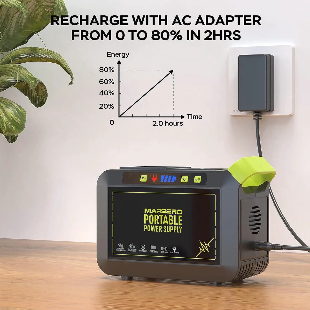 Alt view image 5 of 7 - MARBERO 88Wh Portable Power Station 24000mAh Camping Solar Generator(Solar Panel Not Included) Lithium Battery Power 110V/80W AC, DC, USB QC3.0, LED Flashlight for CPAP Home Camping Emergency Backup