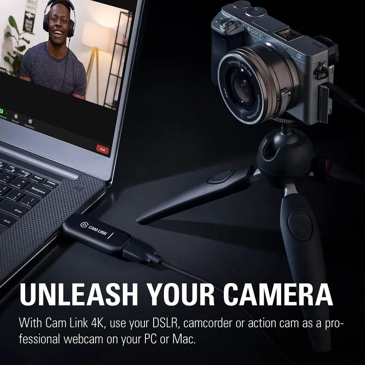 Alt view image 2 of 7 - Elgato Cam Link 4K, External Camera Capture Card, Stream and Record with DSLR, Camcorder, ActionCam as Webcam in 1080p60, 4K30 for Video Conferencing, Home Office, Gaming, on OBS, Zoom, Teams, PC/Mac