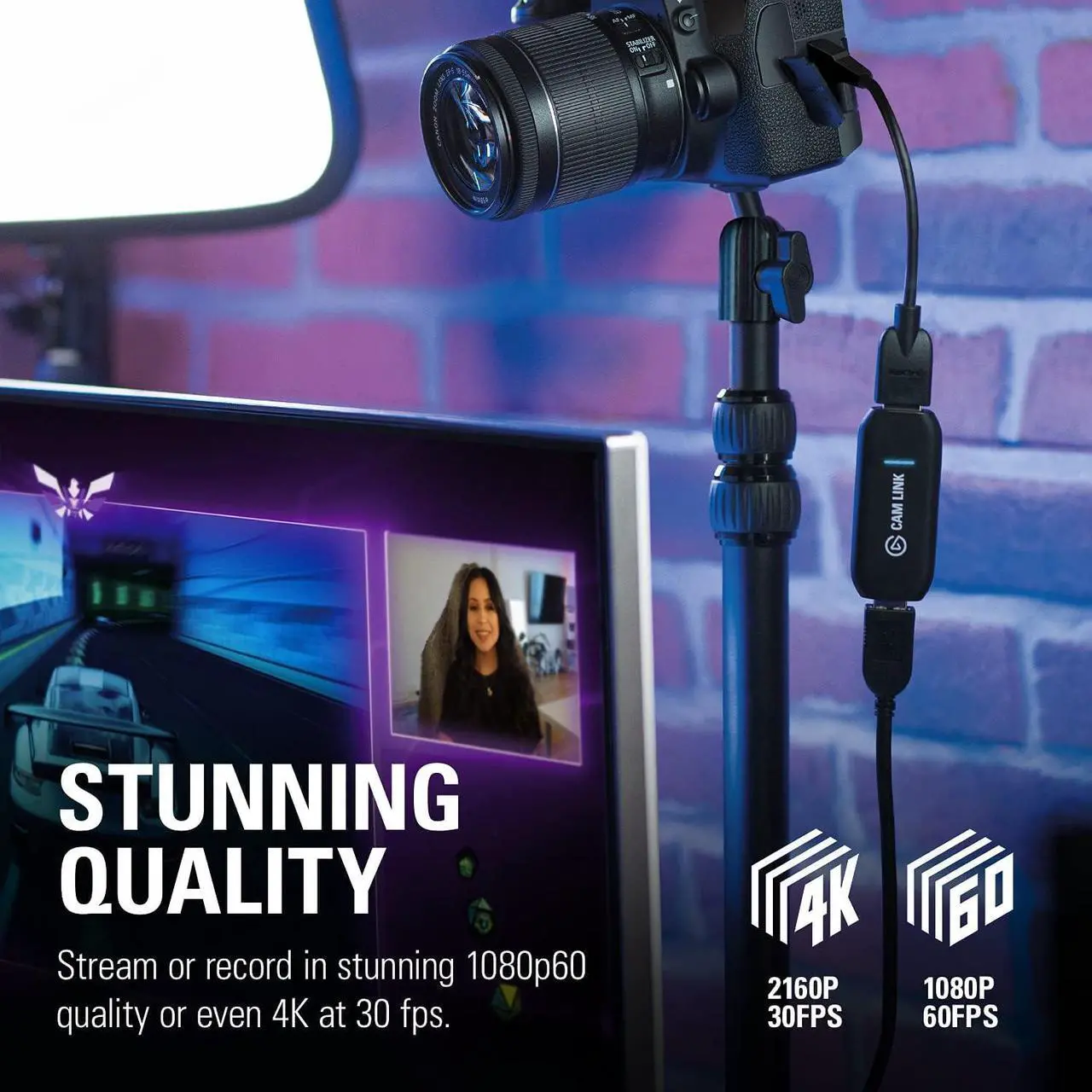 Alt view image 3 of 7 - Elgato Cam Link 4K, External Camera Capture Card, Stream and Record with DSLR, Camcorder, ActionCam as Webcam in 1080p60, 4K30 for Video Conferencing, Home Office, Gaming, on OBS, Zoom, Teams, PC/Mac