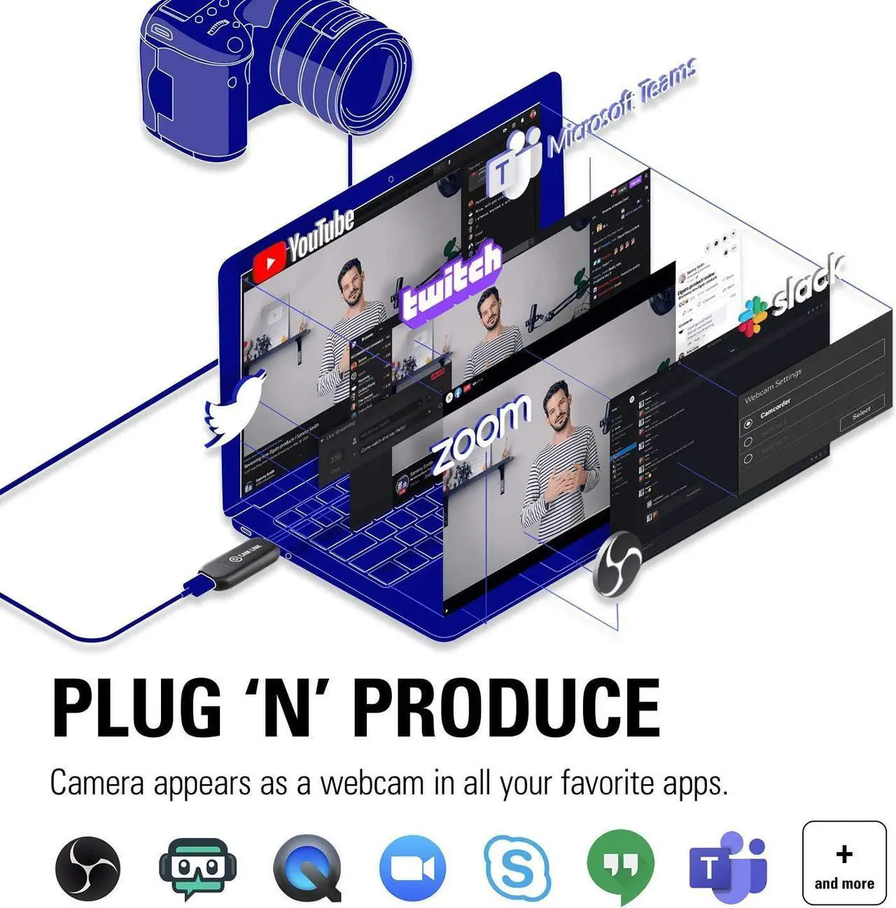 Alt view image 4 of 7 - Elgato Cam Link 4K, External Camera Capture Card, Stream and Record with DSLR, Camcorder, ActionCam as Webcam in 1080p60, 4K30 for Video Conferencing, Home Office, Gaming, on OBS, Zoom, Teams, PC/Mac
