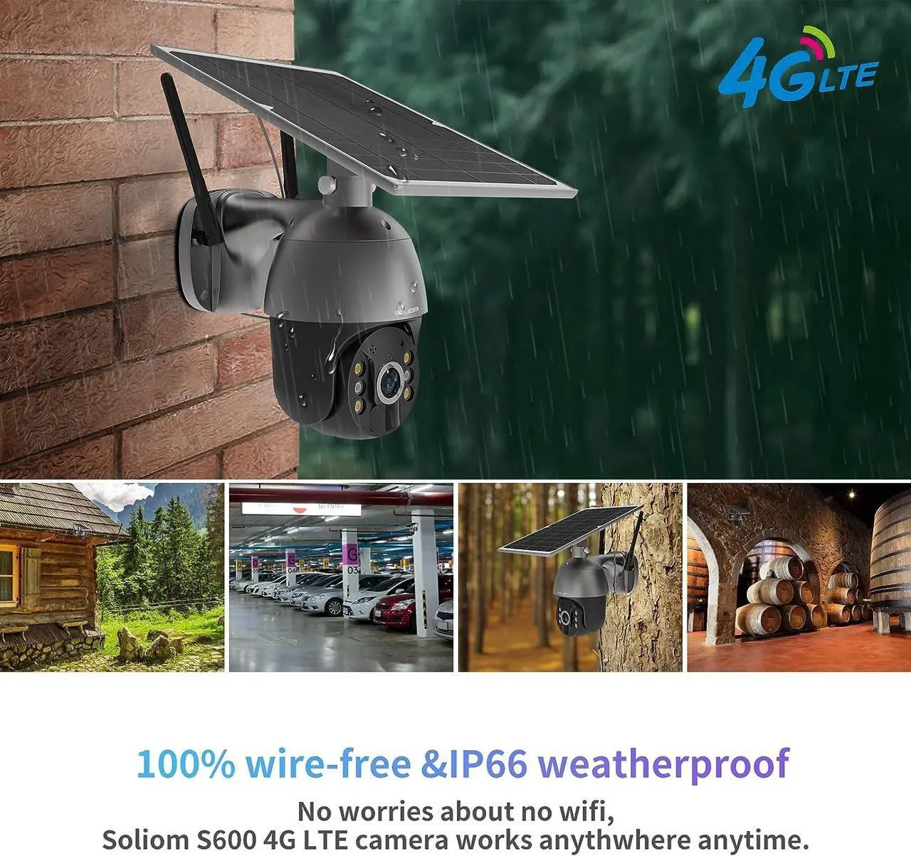 Alt view image 2 of 6 - SOLIOM S600 3G/4G LTE Outdoor Solar Powered Cellular Security Camera Wireless,Pan Tilt 360°View Spotlight,1080p Night Vision,2 Way Talk,PIR Motion Sensor,No WiFi,US Version