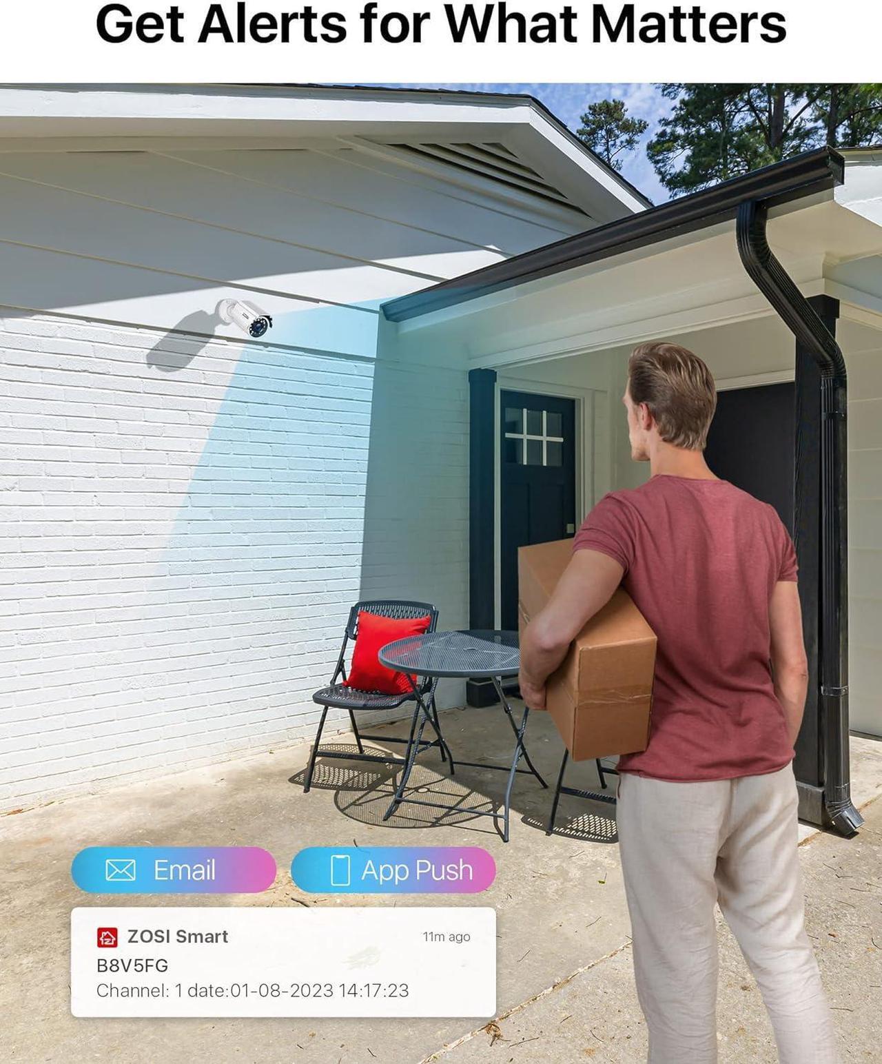 Alt view image 4 of 7 - ZOSI H.265+ Full 1080p Home Security Camera System Outdoor Indoor, 5MP-Lite CCTV DVR 8 Channel with Hard Drive 1TB and 4 x 1080p Weatherproof Surveillance Camera with 80ft Night Vision, Motion Alerts