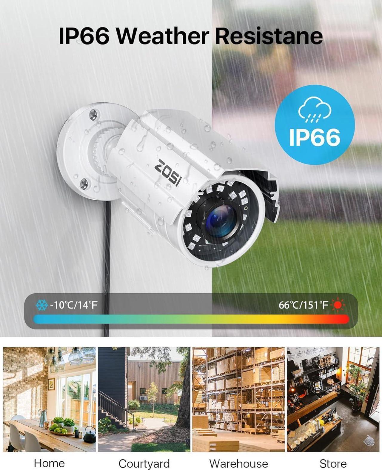 Alt view image 3 of 7 - ZOSI H.265+ Full 1080p Home Security Camera System Outdoor Indoor, 5MP-Lite CCTV DVR 8 Channel with Hard Drive 1TB and 4 x 1080p Weatherproof Surveillance Camera with 80ft Night Vision, Motion Alerts