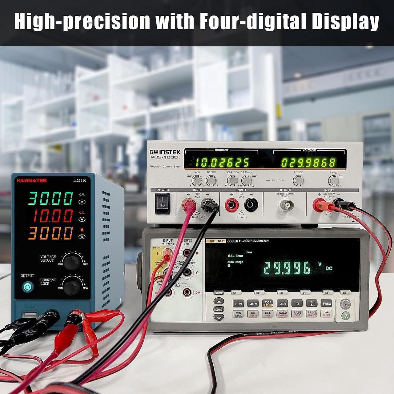 Alt view image 5 of 7 - Adjustable DC Power Supply (0-30 V 0-10 A) with Output Enable/Disable Button HANMATEK HM310 Mini Variable Switching Digital Bench Power Supply with USB Charging