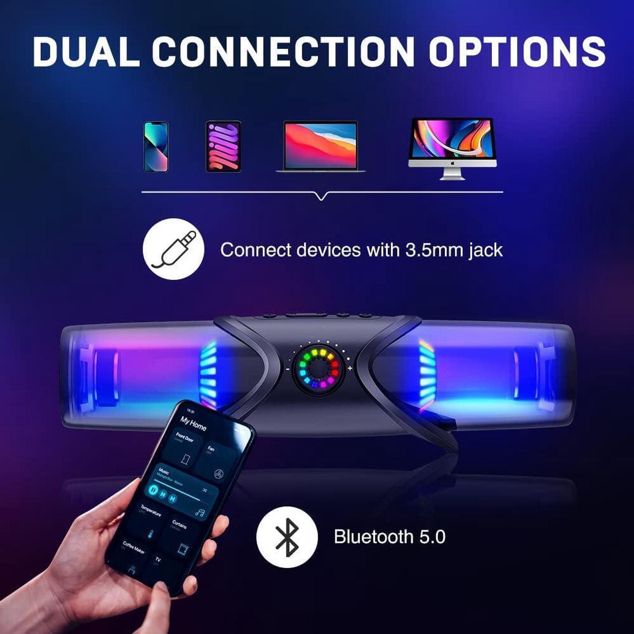 Alt view image 5 of 6 - WolfLawS GS03 Computer Speakers,Bluetooth SoundBar,Computer Speakers for Desktop Monitor with RGB Light,PC Speakers with Subwoofer,USB Powered Sound Bar for Laptop 3.5mm Headphone Jack
