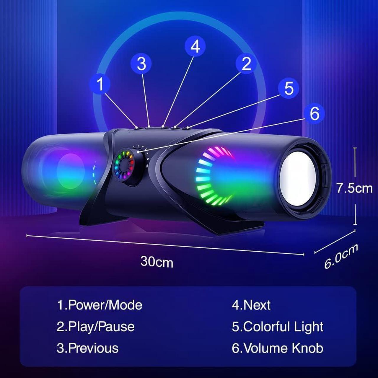Alt view image 6 of 6 - WolfLawS GS03 Computer Speakers,Bluetooth SoundBar,Computer Speakers for Desktop Monitor with RGB Light,PC Speakers with Subwoofer,USB Powered Sound Bar for Laptop 3.5mm Headphone Jack