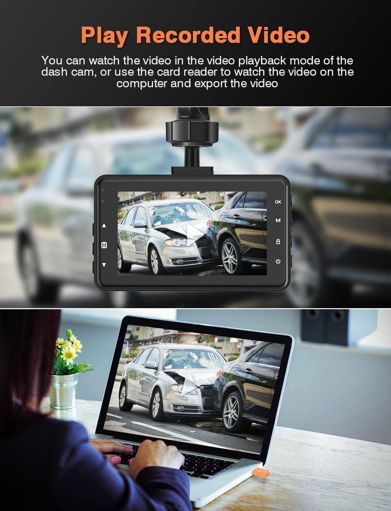 Alt view image 6 of 7 - Dash Cam Front and Rear with 32G SD Card,2022 Newest 1080P FHD Dual Dash Camera for Cars 3'' IPS Screen,Night Vision,170°Wide Angle,Zinc Alloy Front Cover,WDR,G-Sensor,24H Parking Monitor,Loop Record