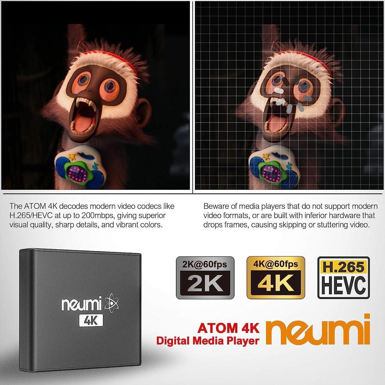 Alt view image 6 of 7 - 4K Ultra-HD Digital Media Player for USB Drives and SD Cards - Plays 4K/UHD 60fps Videos, HEVC/H.265, HDMI and Analog AV, Automatic Playback and Looping Capability