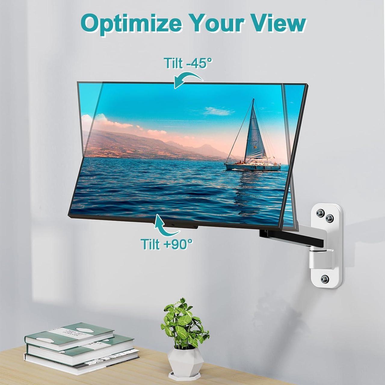 Alt view image 3 of 7 - MOUNT PRO Single Monitor Wall Mount for 13 to 32 Inch Computer Screens, Gas Spring Arm Holds Up to 17.6lbs, Full Motion Adjustable,VESA Mount 75x75, 100x100,White