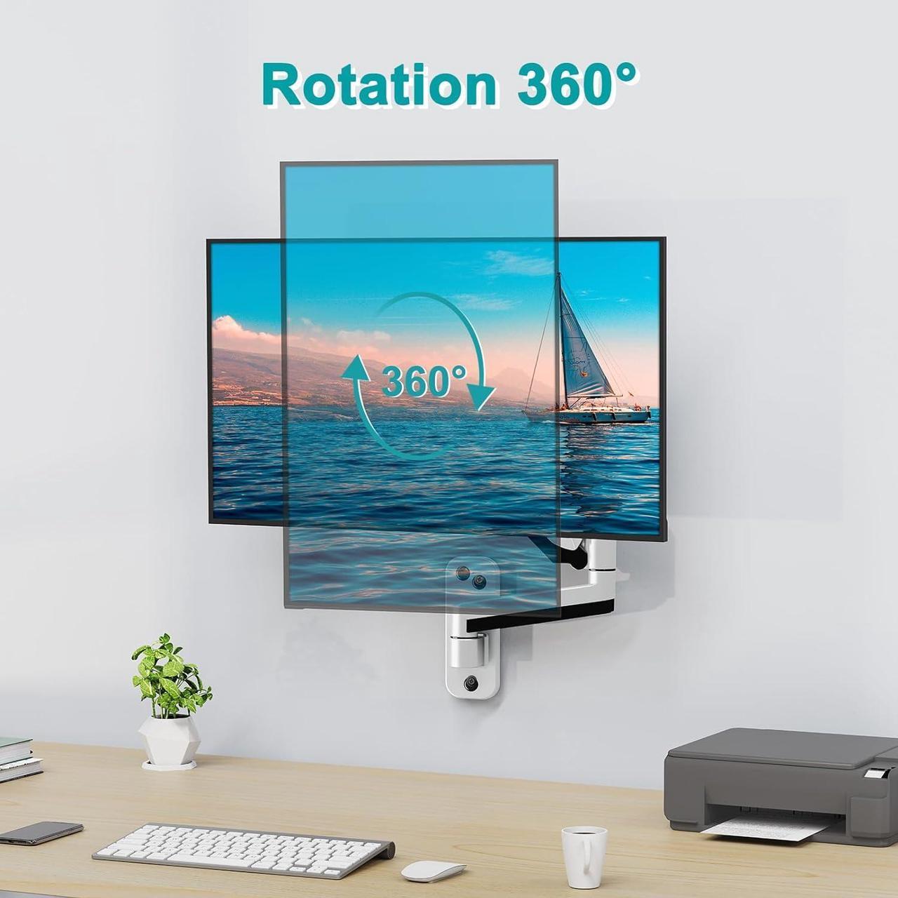 Alt view image 6 of 7 - MOUNT PRO Single Monitor Wall Mount for 13 to 32 Inch Computer Screens, Gas Spring Arm Holds Up to 17.6lbs, Full Motion Adjustable,VESA Mount 75x75, 100x100,White