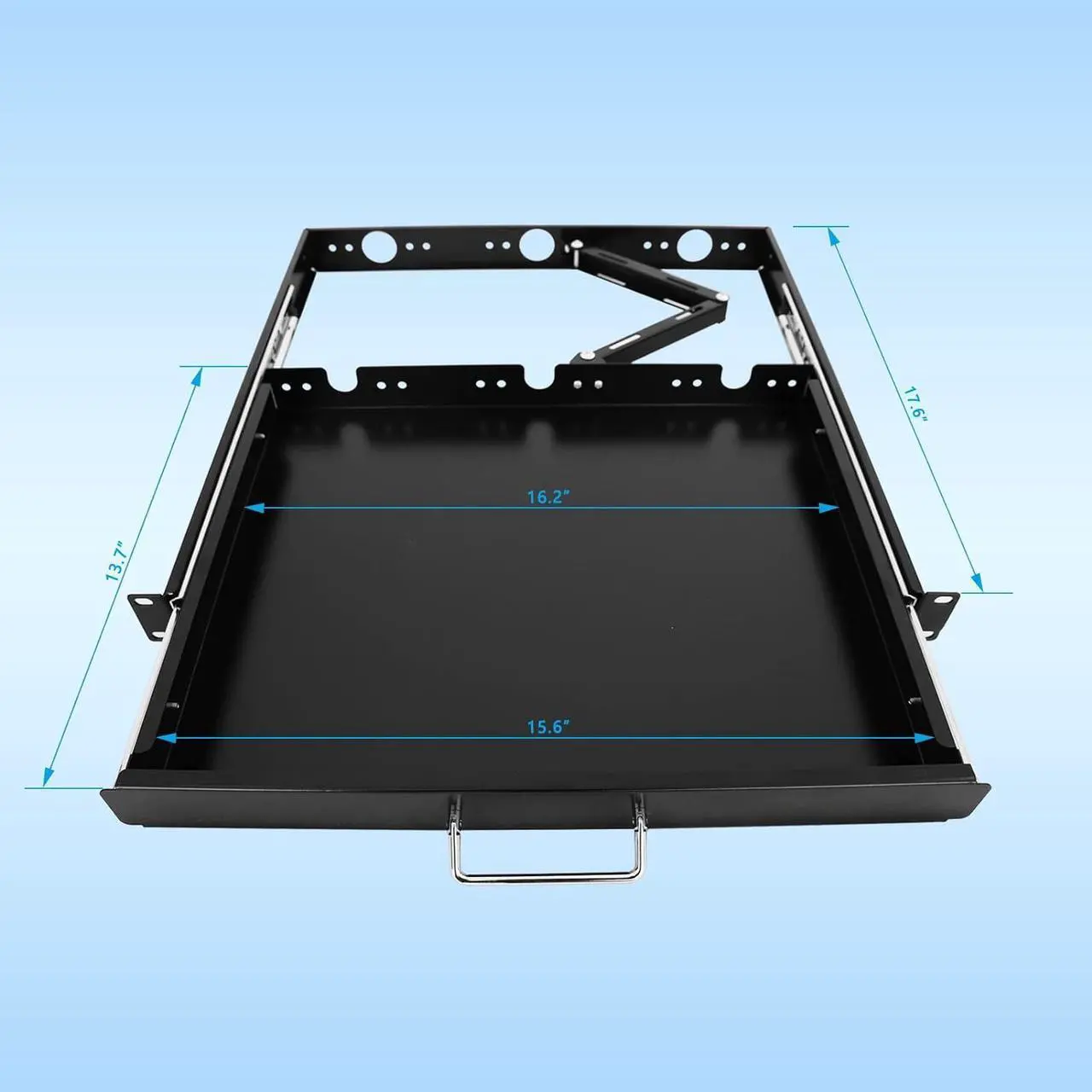 Alt view image 3 of 6 - RAISING ELECTRONICS 1U Rack Mount Sliding Keyboard Tray Cantilever for Server Data Network Rack