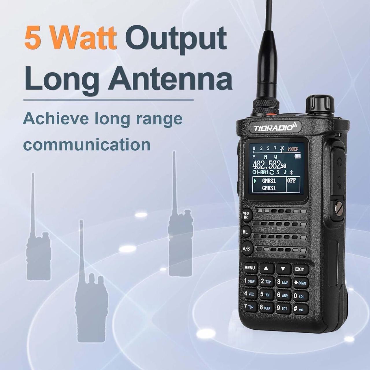 Alt view image 3 of 7 - (2nd Gen) TIDRADIO TD-H8 GMRS Radio Two Way Radio,APP Programmable,GMRS Repeater Capable,Support Chirp,Long Range Walkie Talkies with 2pcs 2500mAh Battery, MIC Speaker and 771 Long Antenna