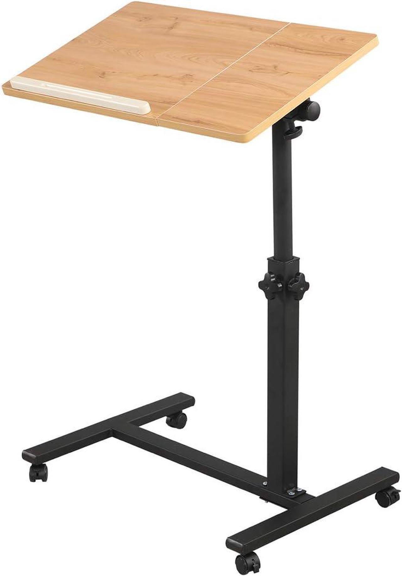 Main image of Rolling Laptop Desk for Rolling Cart Tilting Overbed Bedside Table Desk Overbed Table with Wheels Adjustable Laptop Stand Sofa Side Table