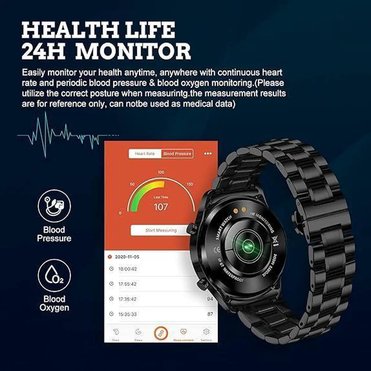 Alt view image 5 of 6 - Men Smart Watch for Android iOS, Bluetooth Calls Voice Chat with Heart Rate/Sleep Monitor Fitness Tracker, 1.3" Full Touch Screen IP67 Waterproof Stainless Steel Activity Tracker for Men