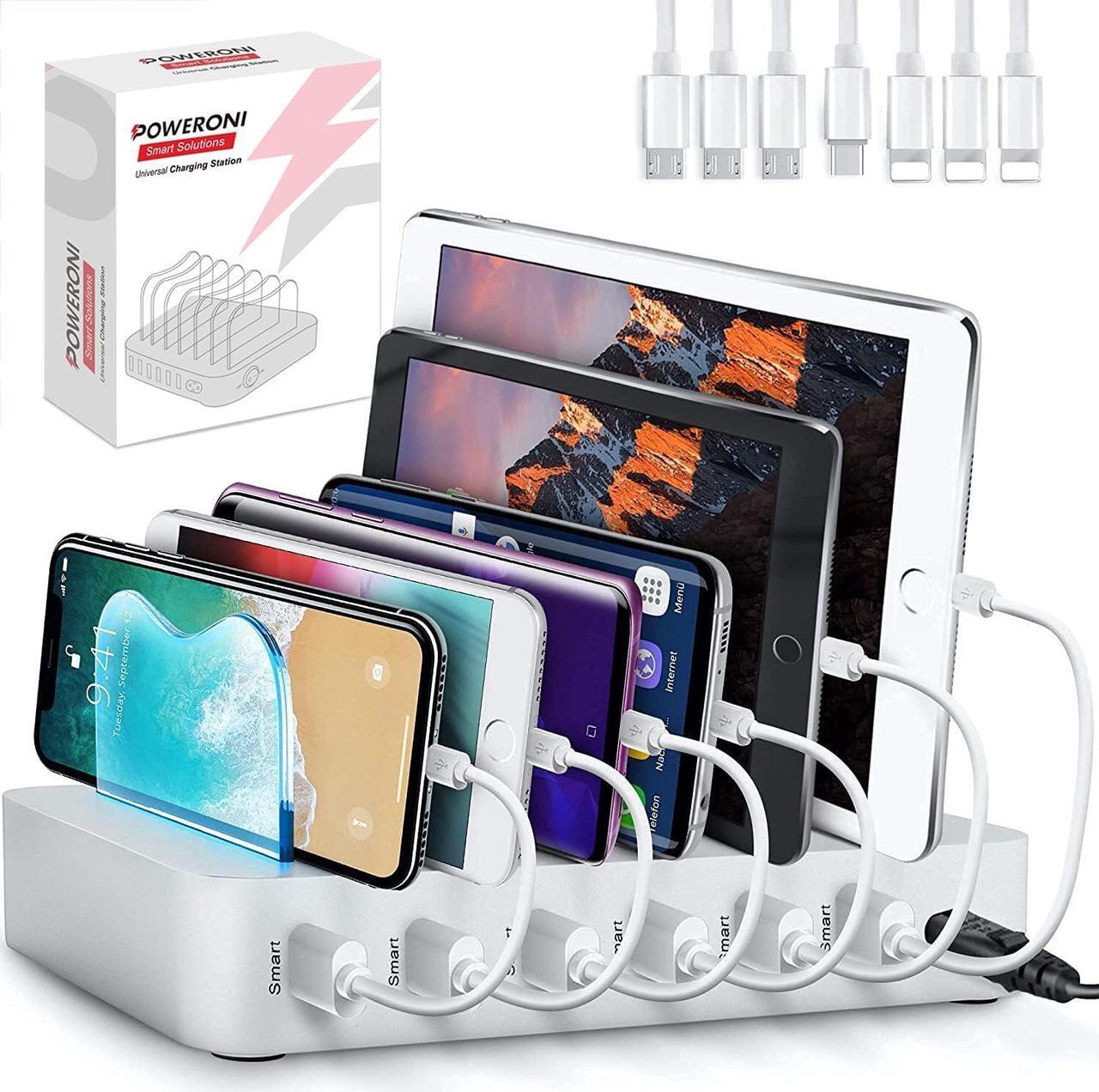 Main image of USB Charging Dock - 6-Port - Fast Charging Station for Multiple Devices Apple - Multi Phone Charger Station - Charging Station - for Apple iPad iPhone and Android Cell Phone and Tablet