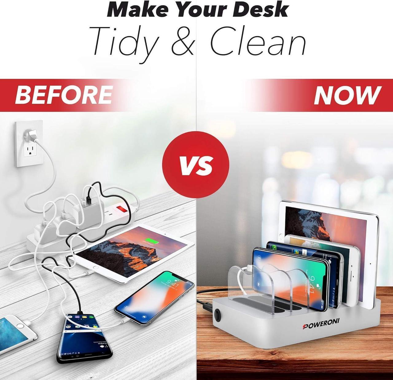 Alt view image 6 of 7 - USB Charging Dock - 6-Port - Fast Charging Station for Multiple Devices Apple - Multi Phone Charger Station - Charging Station - for Apple iPad iPhone and Android Cell Phone and Tablet