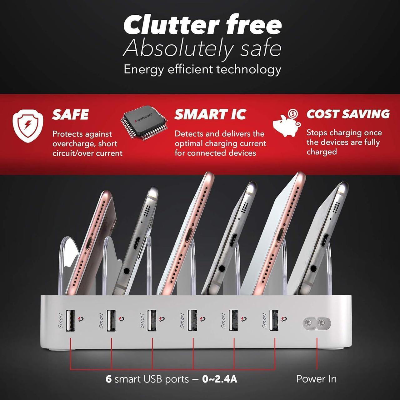 Alt view image 4 of 7 - USB Charging Dock - 6-Port - Fast Charging Station for Multiple Devices Apple - Multi Phone Charger Station - Charging Station - for Apple iPad iPhone and Android Cell Phone and Tablet
