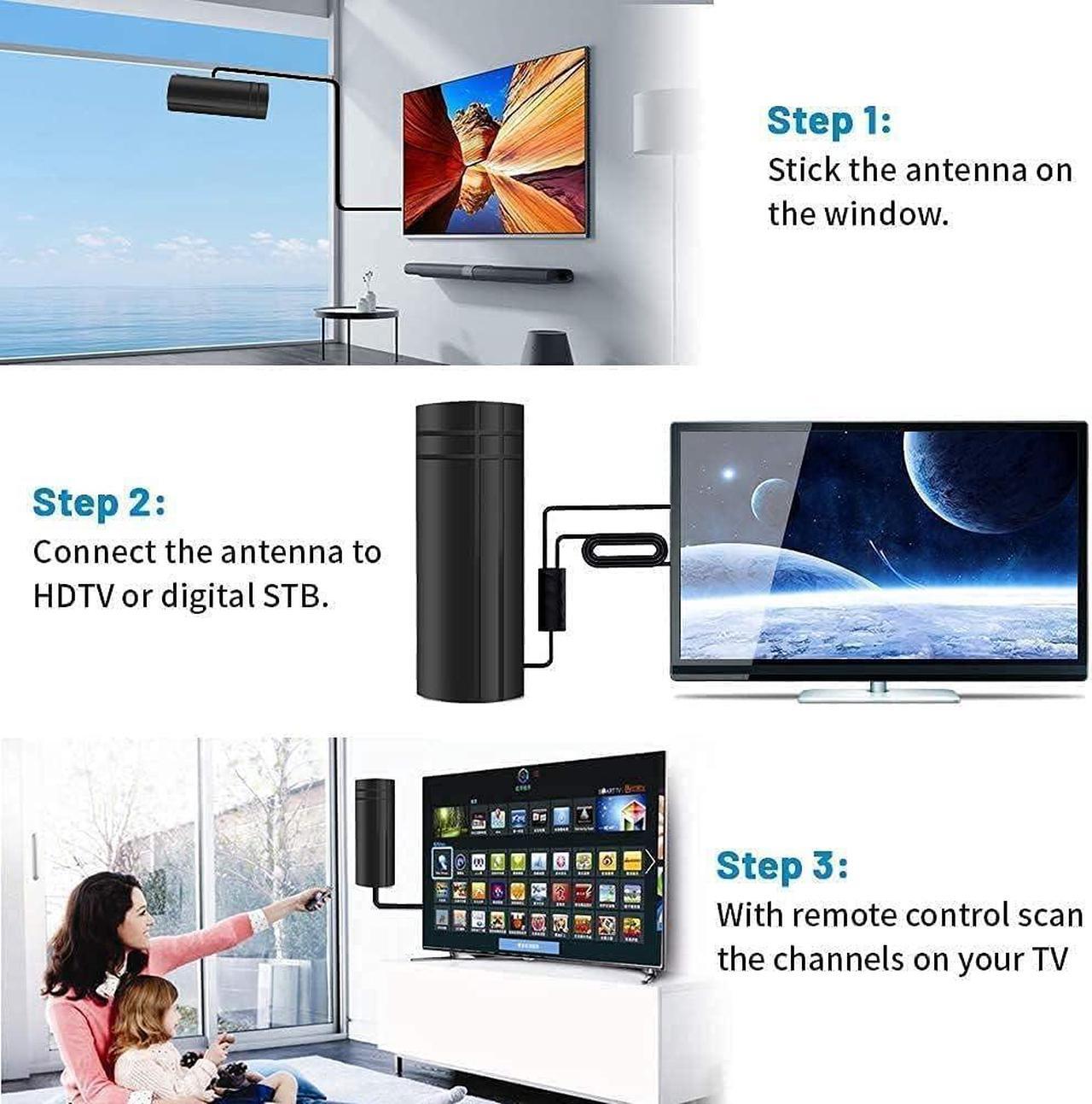 Alt view image 4 of 6 - 2024 Upgrade TV Antenna Indoor Outdoor, 850+ Miles Range Amplified Digital HD Antenna for Smart TV and All Older TV - 36ft HD Cable - Support 4K 8K 1080p and Other Resolutions