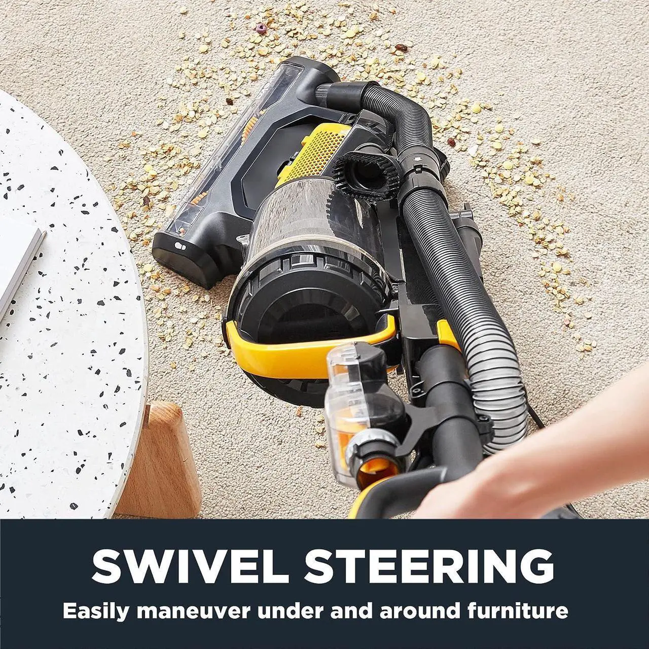 Alt view image 4 of 6 - Powerful Carpet and Floor, Household Cleaner for Home Bagless Lightweight Upright Vacuum, MaxSwivel Pro NEU350 with Pet Tool, Yellow