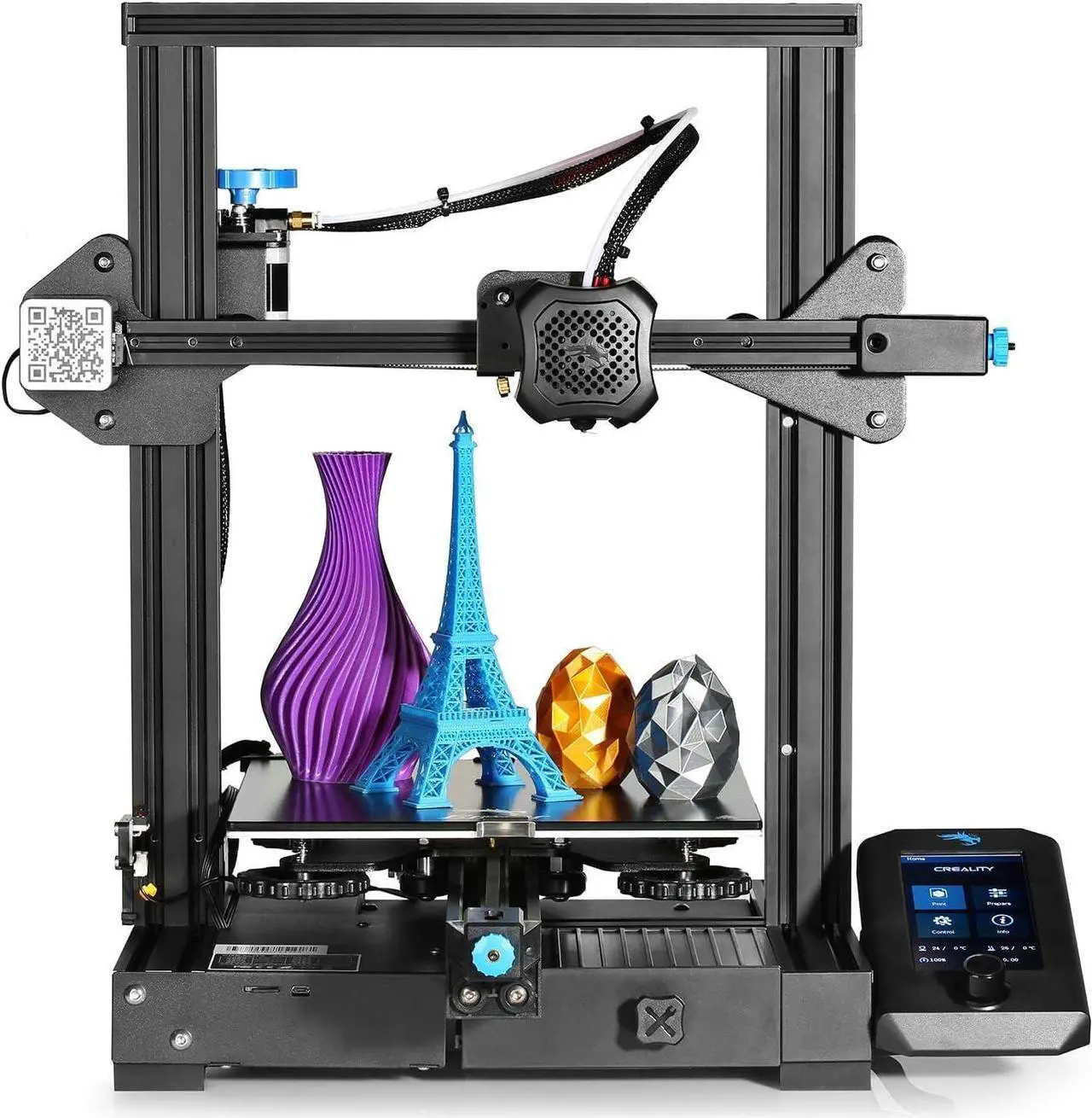 Main image of Official Creality Ender 3 V2 3D Printer, Upgraded Ender 3 3D Printer with Carborundum Glass Bed, Silent Motherboard and MeanWell Power Supply, Build Volume 220 x 220 x 250 mm