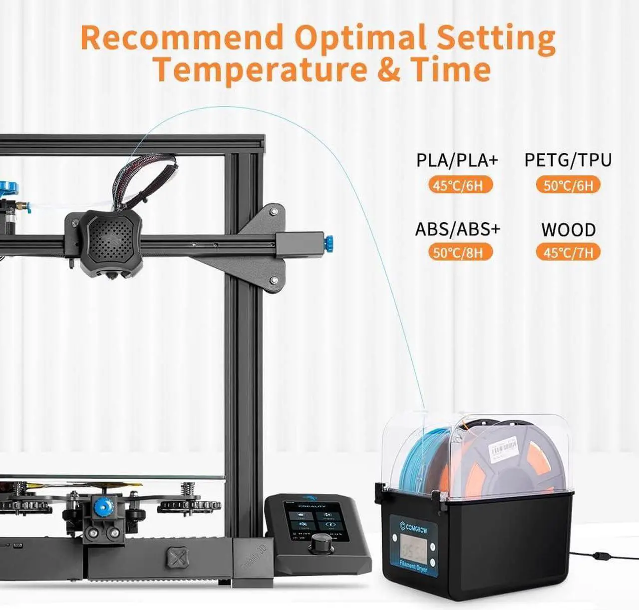 Alt view image 5 of 7 - Comgrow Filament Dryer, Upgraded Filament Dry Box, Large-Capacity 3D Filament Dehydrator for 2KG Filament, Compatible with 1.75mm, 2.85mm Filament and PLA PETG TPU ABS Material