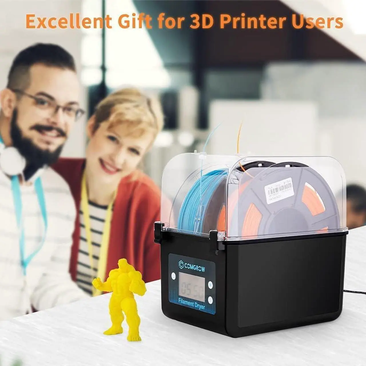 Alt view image 7 of 7 - Comgrow Filament Dryer, Upgraded Filament Dry Box, Large-Capacity 3D Filament Dehydrator for 2KG Filament, Compatible with 1.75mm, 2.85mm Filament and PLA PETG TPU ABS Material