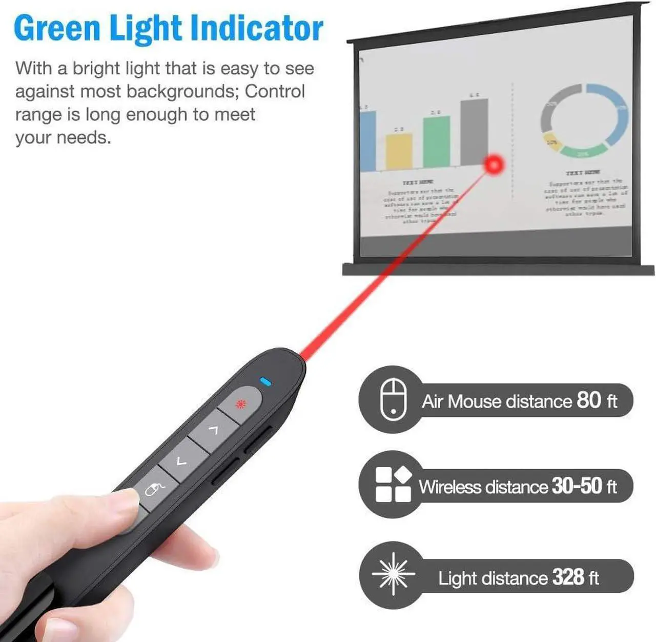 Alt view image 5 of 7 - DinoFire Wireless Presenter Remote with Air Mouse, RF 2.4GZ USB Rechargeable Presentation Clicker and Pointer Powerpoint PPT Slide Clicker for Laptop/Computer/MAC