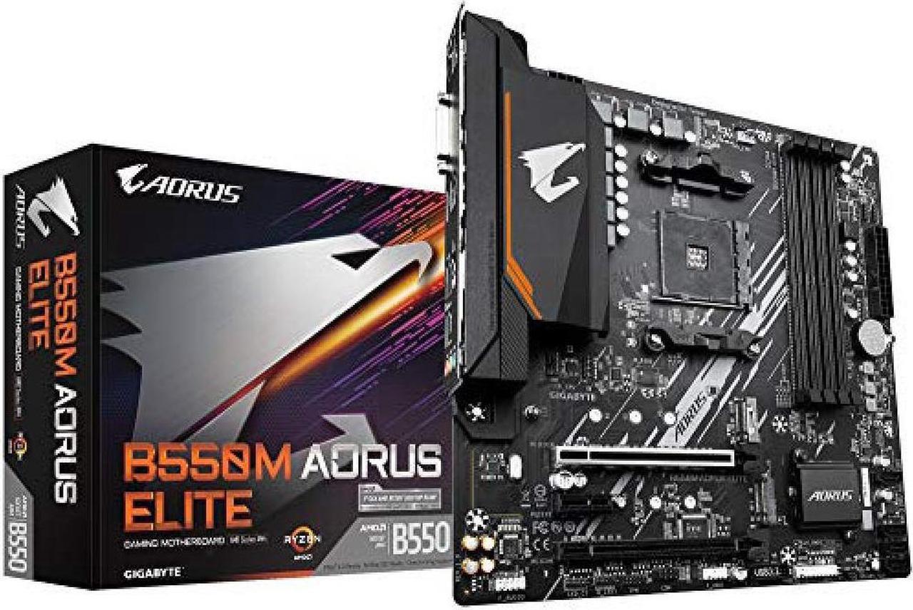 GIGABYTE B550M AORUS ELITE AM4 AMD B550 Micro-ATX Motherboard with DDR4, Dual M.2, PCIe 4.0, Realtek GbE LAN