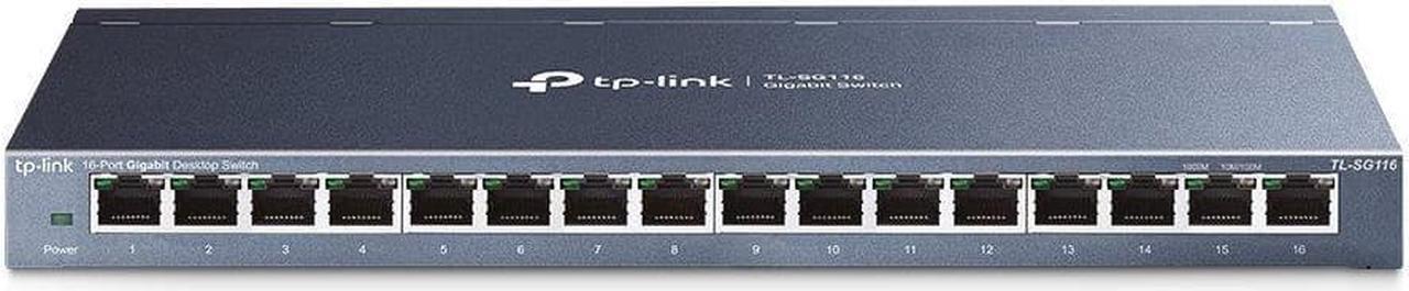 TP-Link 16 Port Hub 10/100/1000Mbps Desktop Gigabit Metal Housing No Setting Required Wall Mount Switching Hub TL-SG116