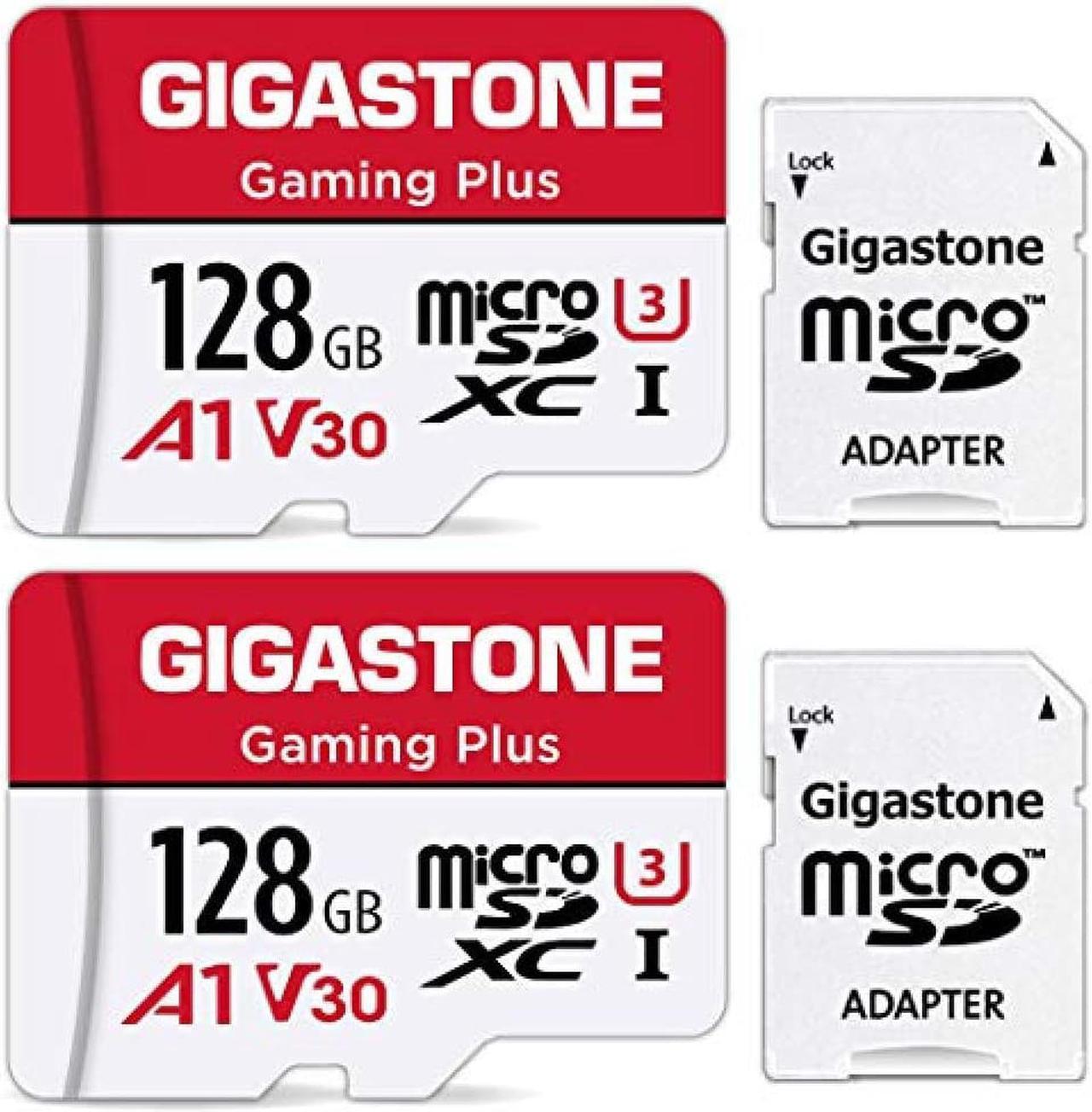 Gigastone Micro SD Card 128GB Micro SD Card 128 GB 2pack 2 pieces 2 with SD adapter 2 with mini storage case SDXC A1 U1 C10 95MB / S High Speed Memory Card Class 10 UHS-I FHD Video