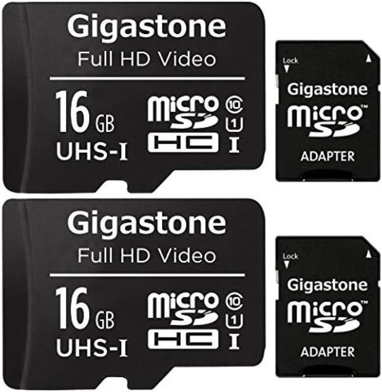 Gigastone Micro SD Card 16GB Set of 2 Micro SD Card with SD Adapter With Mini Storage Case SDHC U3 C10 85MB / S High Speed micro sd Card Class 10 UHS-I Full HD Video