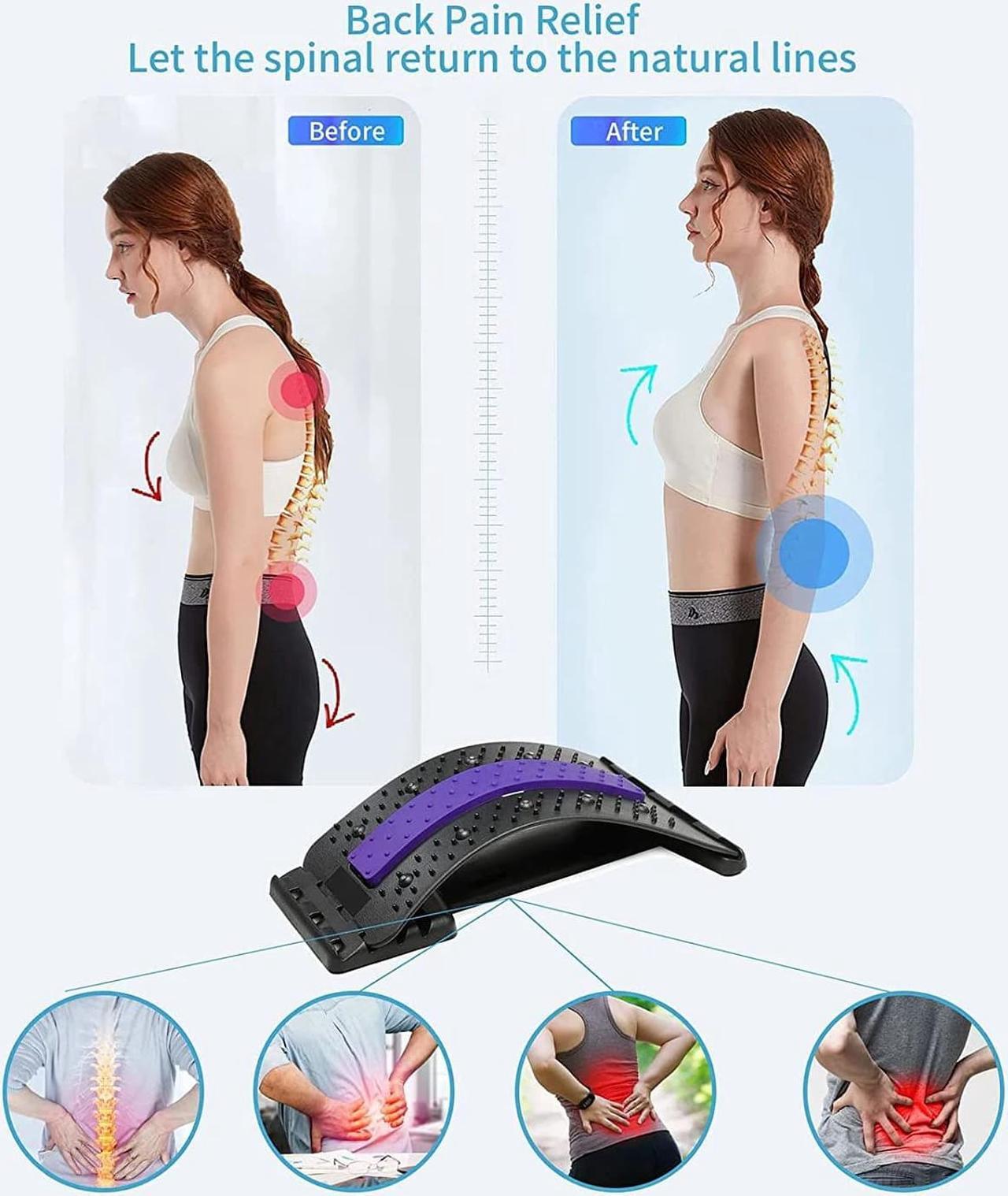 Alt view image 3 of 6 - Back Stretcher, Adjustable Multi-Level Spine Deck,Arched Waist Back Stretching Device, Lower and Upper Lumber Massager Pain Relief for Men Women with Herniated Disc Scoliosis Sciatica