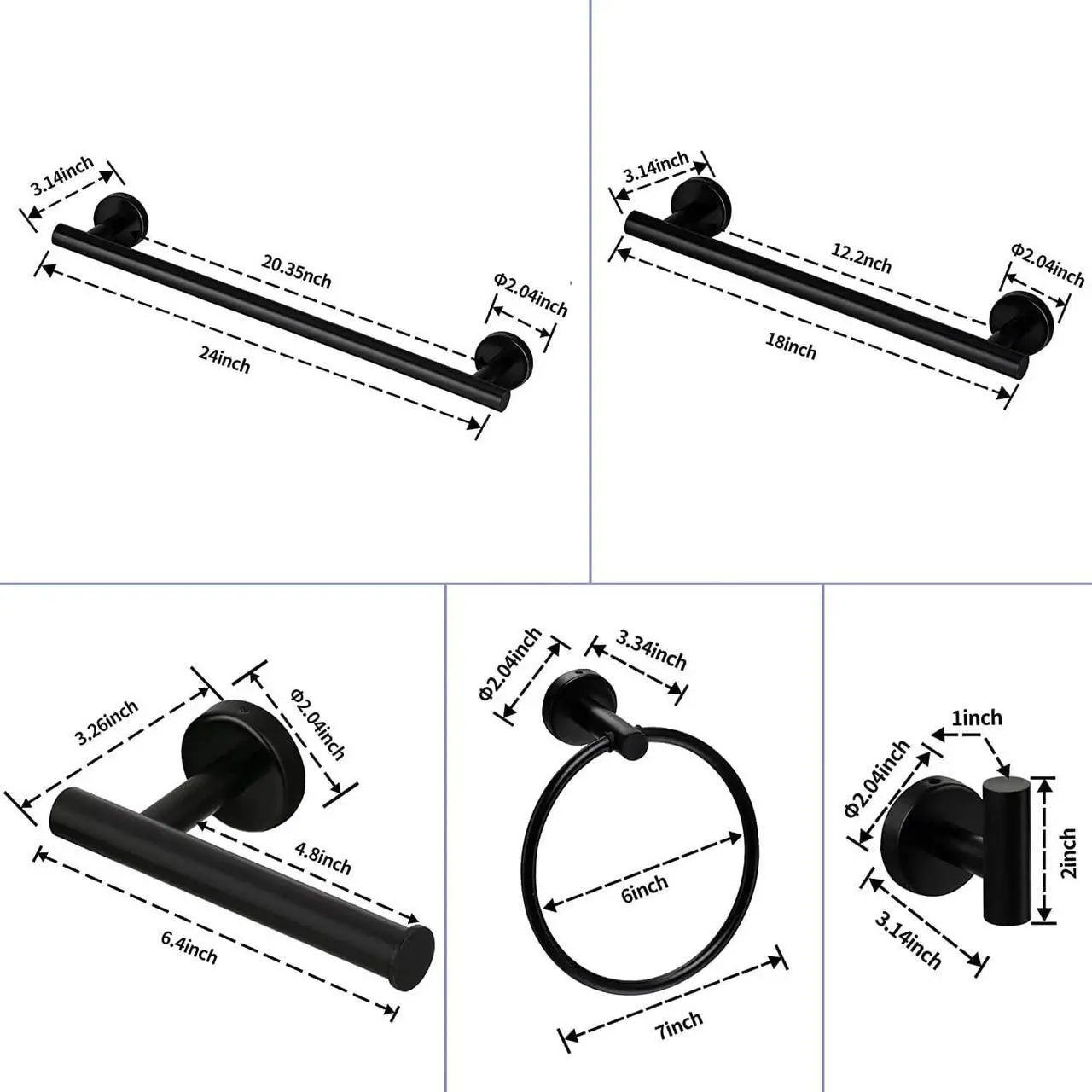 Alt view image 4 of 7 - 6 Piece Bathroom Towel Rack Set Wall Mount
