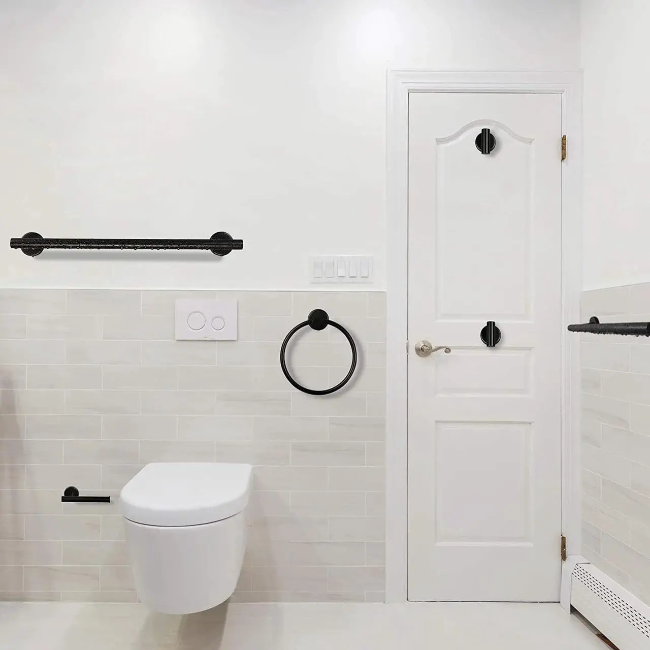 Alt view image 2 of 7 - 6 Piece Bathroom Towel Rack Set Wall Mount