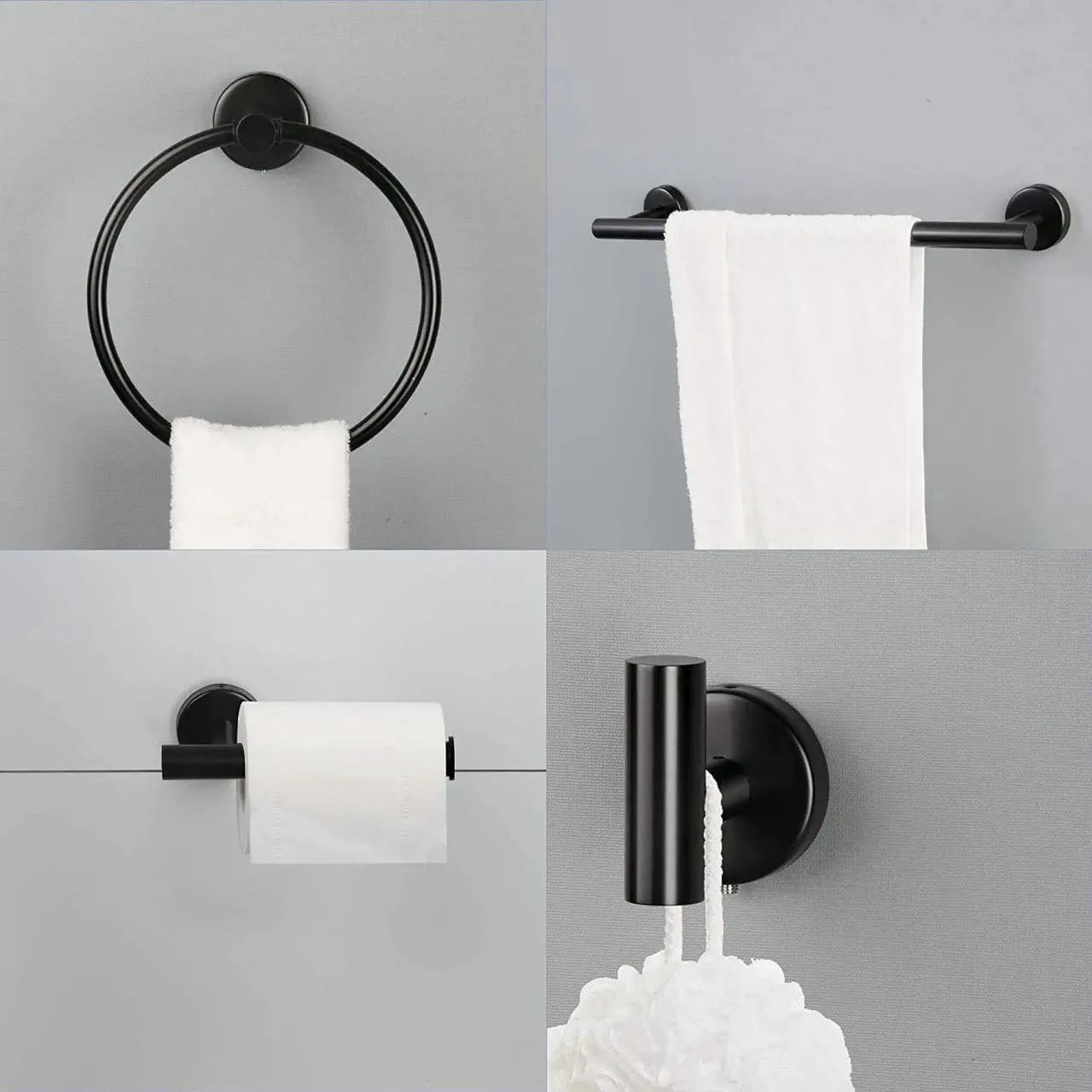 Alt view image 5 of 7 - 6 Piece Bathroom Towel Rack Set Wall Mount
