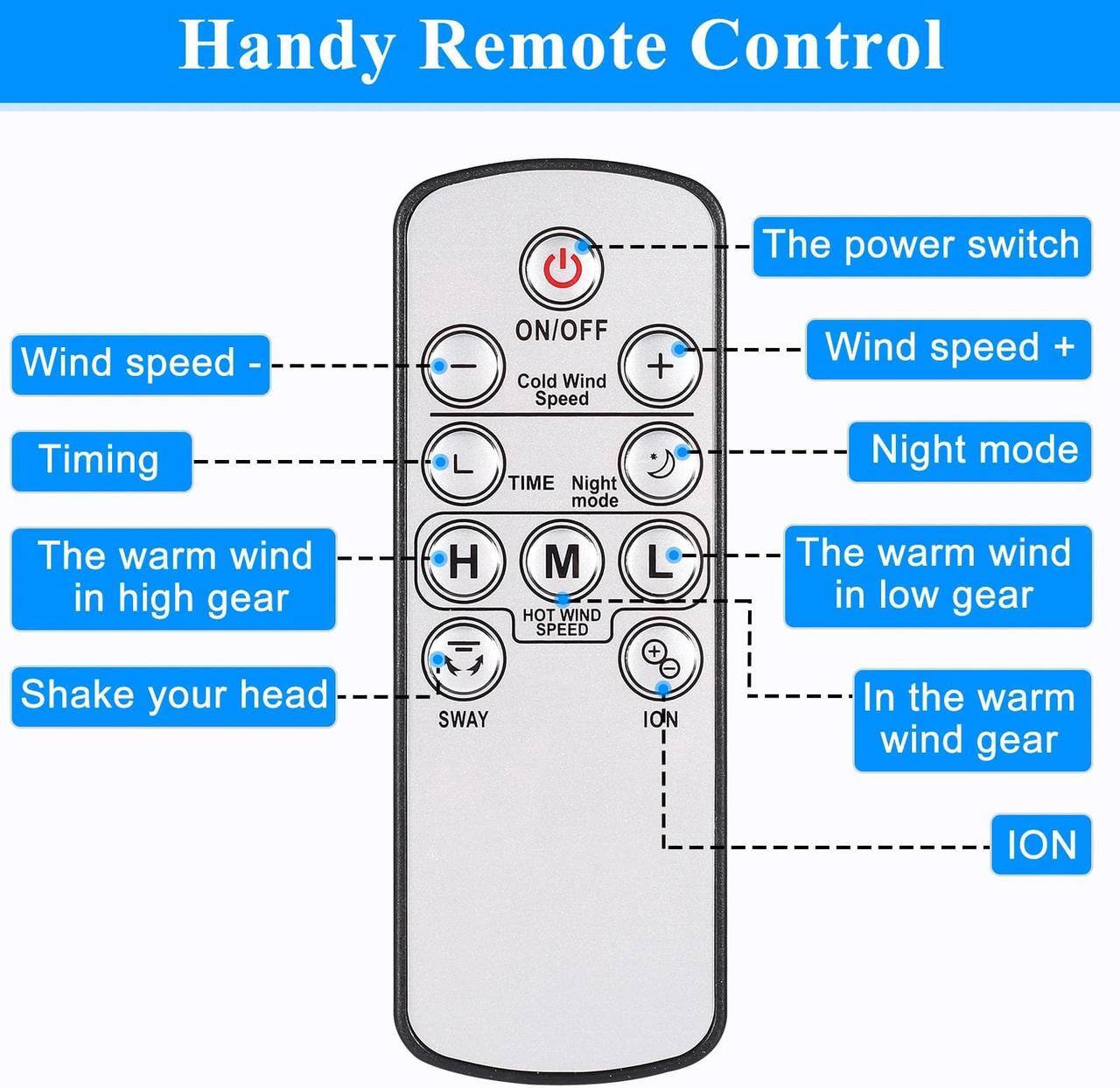 Alt view image 5 of 7 - 35-inch Space Heater Bladeless Tower Fan;   Heater &  Cooling Air Purifier;   with Remote Control;   Air Circulator Fan for Home Air Conditioner;   black