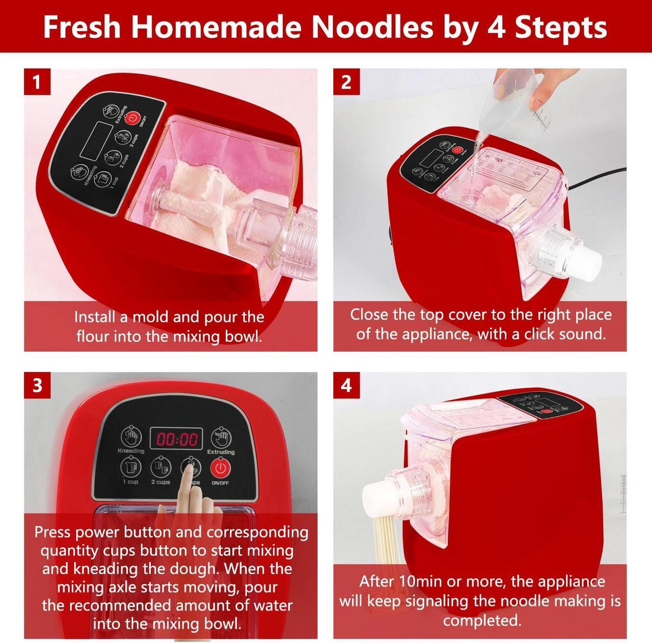 Alt view image 2 of 6 - Electric Pasta Maker Machine;  Automatic Noodle maker with 12 Pasta Shapes for Home Kitchen Use