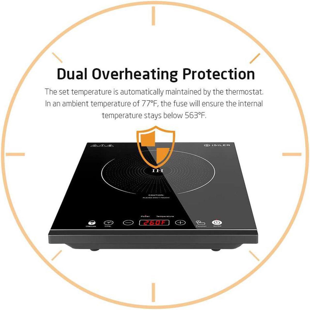 Alt view image 4 of 7 - Portable Induction Cooktop, iSiLER 1800W Sensor Touch Electric Induction Cooker Hot Plate with Kids Safety Lock, 6.7" Heating Coil, 18 Power 17 Temperature Setting Countertop Burner with Timer