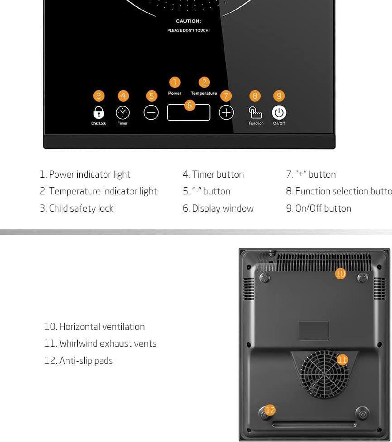 Alt view image 5 of 7 - Portable Induction Cooktop, iSiLER 1800W Sensor Touch Electric Induction Cooker Hot Plate with Kids Safety Lock, 6.7" Heating Coil, 18 Power 17 Temperature Setting Countertop Burner with Timer