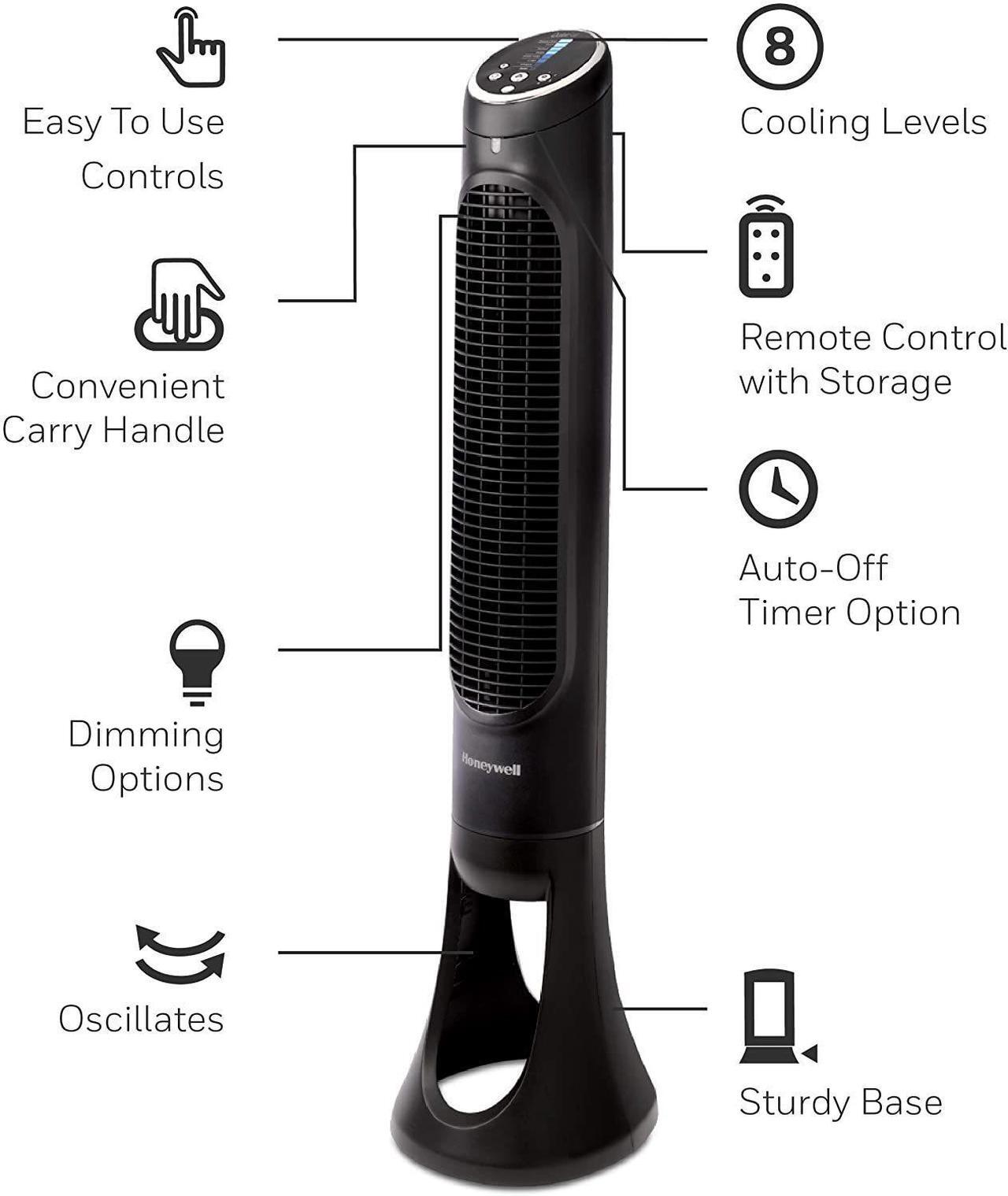 Alt view image 13 of 20 - Honeywell QuietSet 8-Speed Whole-Room Tower Fan 10W x 40H Black HYF290B