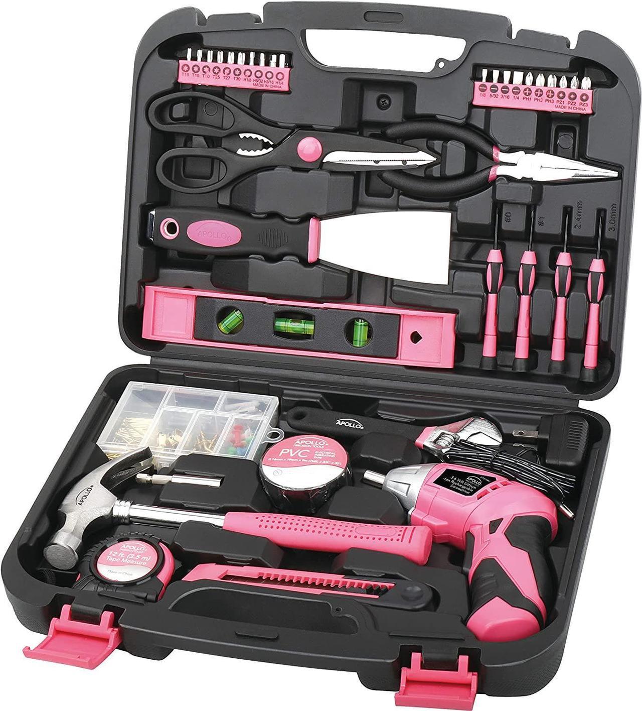 Apollo Precision Tools DT0773N1 Household Pink Tool Kit, 135-Piece